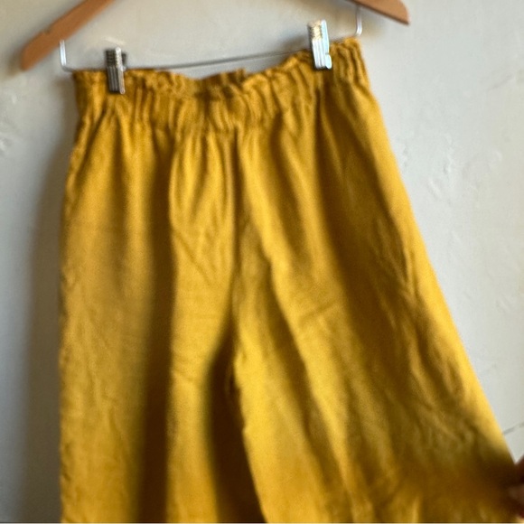 LenOk 100% Linen Harem Pants Mustard Boho Barrel Leg Pockets M - Picture 2 of 12